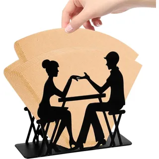 RUNEAY Serviettenhalter & Kaffeefilterhalter - Edelstahl, Schwarz, Hohl - Aufbewahrung für Servietten & Kaffeefilter - Ideal für Tischdeko, Wohnzimmer, Esszimmer, Bar, Café, Hotel