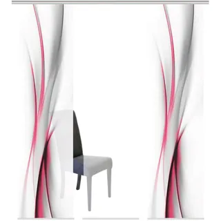 Schmidt W. Gmbh Flächenvorhang 3ER Set , Rot , Textil , Wellen , 60x245 cm , mit Paneelwagen, Seidenoptik, mit Metallabschlussleisten , Heimtextilien, Vorhänge, Flächenvorhänge