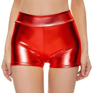 Leder Shorts Damen Eng Ledershorts Pu Hotpants Leder Sexy Kurze Hose Hot Pants Party Glänzende Shorts Metallic Hotpants Sexy Kostüme Frauen