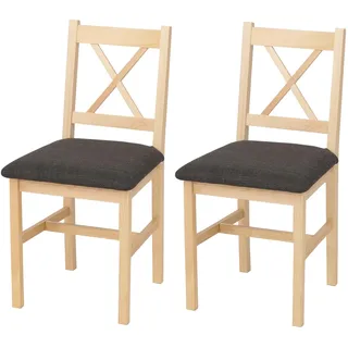 Mendler Esszimmerstuhl HWC-F77 Stoff schwarz/Braun 2er Set
