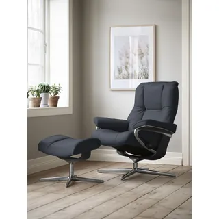 Stressless® »Mayfair« Set, Relaxsessel mit Hocker, mit Hocker, mit Cross Base, Größe S, M & L, Holzakzent Schwarz blau