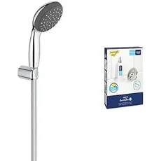 GROHE Vitalio Start 100 &; QuickGlue S1 - Wandhalter Handbrause-Set (wassersparend, Handbrause, Anti-Kalk-System, Wandhalterung, 1750 m Schlauch), chrom, 27944000