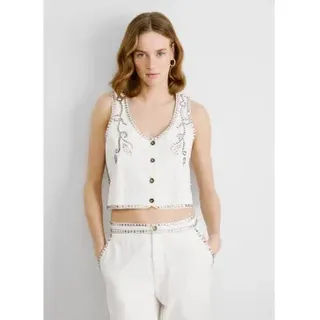 Pepe Jeans für Damen. PL402588 Jayden Weste Weiß (L), Lässig, Baumwolle
