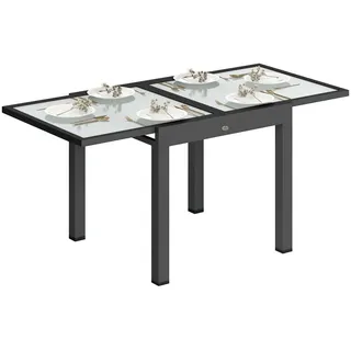 Outsunny Gartentisch ausziehbar Aluminium 160x80 cm Wetterfest Buffettisch rutschfest , Schwarz, Weiß , Metall , 80x75x160 cm , Gartenmöbel, Gartentische