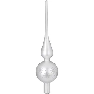 Weihnachtsbaumkugel MAGIC BY INGE, silber, weiß, Glas, Weihnachtsbaumkugeln, Weihnachtsbaumkugel, aus Glas, 44 Kugeln 4-6 cm, 1 Spitze, mit 50 Aufhängern