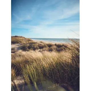 Bönninghoff Leinwandbild "Wandbild DÜNEN UND MEER 46x61 cm – Leinwandbild Keilrahmen Deko modern" Düne  Strand 1 Stk. tlg. auf Keilrahmen gespannt, farbe rahmen: kein rahmen, farbe bild(er): beige, blau