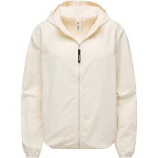 Ragwear Damen, Leichte Übergangsjacke Sommerjacke kurz mit Kapuze Vinzie B YOUMODO Ecru Gr. L (40), beige 100% Nylon, lässig geschnitten hüftlang, Ärmel ohne Ärmelschlitz elastischer Bund Gummizug, Jacken Outdoorjacke, mit