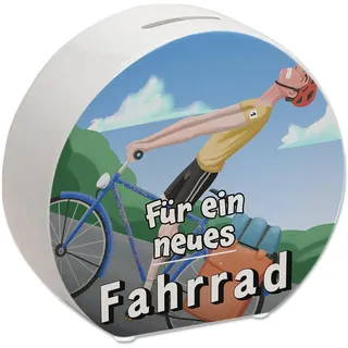 Spardose mit lustigem Fahrradfahrer und Text - Für EIN neues Fahrrad als Geschenk für Fahrradfahrer die Sich einen neuen Drahtesel kaufen wollen und dafür etwas Geld sparen müssen