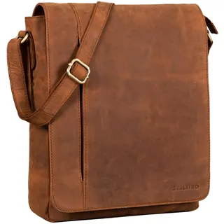 STILORD Paul Umhängetasche Herren Leder Hochformat Messenger Bag im Vintage Design Ledertasche für 13,3 Zoll MacBook iPad DIN A4 Herrentasche Echtleder Farbe:tan - Dunkelbraun