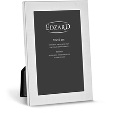 EDZARD Bilderrahmen Prato für Foto 10 x 15 cm, edel versilbert, anlaufgeschützt, mit Samtrücken, inkl. 2 Aufhängern, Fotorahmen zum Stellen und Hängen