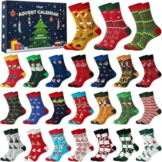 Adventskalender Socken Herren 24 Paar Mehrfarbig Größe 43-46 Baumwolle