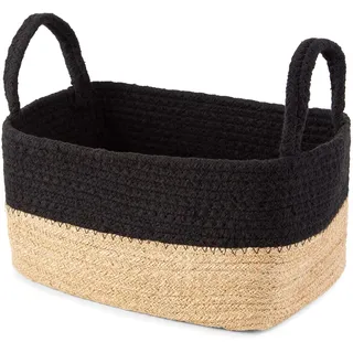Compactor Magura Jute Storage Basket, Size Small, 24 x 15 x 12cm, Brown/Black, RAN10551