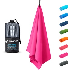Fit-Flip Microfaser Handtücher - kompakt und leicht - Mikrofaser Handtuch schnelltrocknend - als Reisehandtuch, Sporthandtuch, Strandtuch - Badetuch groß (1x 120x60cm, Pink)