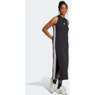 Shirtkleid ADIDAS SPORTSWEAR "ESSENTIALS 3-STREIFEN LONG RACERBACK", Damen, Gr. XL, N-Gr, schwarz-weiß (schwarz, weiß), Obermaterial: 93% Baumwolle, 7% Elasthan, Kleider Shirtkleid, ärmelloses Racerback-Design, sportlicher Stil, ohne Verschluss