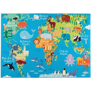 OBSESSION Kinderteppich My Torino Kids 233« rechteckig 10 mm Höhe Motiv Weltkarte, Kinderzimmer