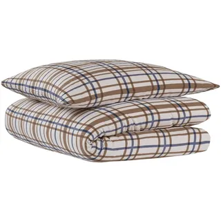 SCHIESSER Uncover by Schiesser Bettwäscheset Maxim - Baumwollsatin - 2-teilig - 135x200cm - Taupe-Blau