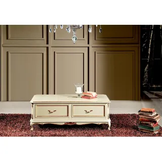Holz Italienische Möbel Barock Stil Luxus Weiß Couchtisch Wohnzimmer Tisch Neu - Weiß