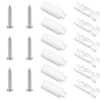 6 Stück Plissee Ersatzteile Klemmträger, Spannschuhe mit 6 Schrauben, Halterung für Jalousien, Universal Stick & Fix Klebeplatten