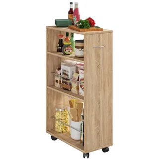 Mid.you Allzweckwagen , Sonoma Eiche , Metall, Holzwerkstoff , 3 Fächer , 50x85x25 cm , Esszimmer, Servierwagen