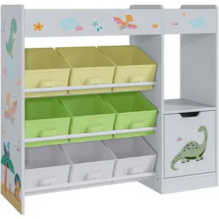 [en.casa] Kinderregal Søndreland , Weiß, Grün, Gelb , Holzwerkstoff , Tiere , 90x80x29.5 cm , Babymöbel & Kindermöbel, Babyzimmer, Babyregale & Kinderregale
