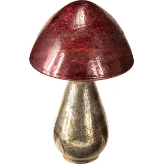 Glas-Deko-Pilz Rot Groß Herbstlich Tischdeko Vintage-Optik Herbstdekoration Ø14cm H23cm - Rot