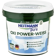 HEITMANN pure Oxi Power-Weiss: Extra starker Fleckenlöser für weiße Wäsche, Fleckenentferner ohne Chlor und Tensiden - 500g