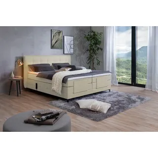 alina Boxspringbett »Edward«, 180x200cm, mit motorischer Verstellung, inklusive Matratze und Topper, beige