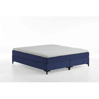Atlantic Home Collection Romy Boxspringbett ohne Kopfteil, Taschenfederkernmatratze, Härtegrad 3, inklusive Topper, Navyblau, 160 x 200 cm