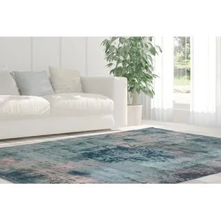 Teppich ARTE ESPINA "Vintage 8403" Gr. 3, blau (petrol), B:140cm H:9mm L:200cm, Polyester, Teppiche, Teppich, Kurzflor, Wohnzimmer