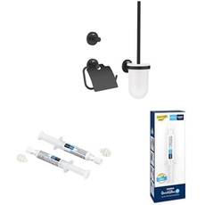 GROHE Start - WC-Set 3in1 - Klebeset (Material: Glas/Metall, inkl. QuickGlue A2 (2 Klebepunkte) + QuickGlue A1 (1 Klebepunkt), verdeckte Befestigung), matt schwarz, 412042430