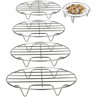 YBFBSJK Edelstahl Einlegerost 4 Pcs Topf Dämpfen Rack Edelstahl Dampfgarer Rund Abkühlgitter Edelstahl Grillrost Backen Kühlen Dämpfen Für Fisch Fleisch Braten BBQ Grillen Auskühlen 16/18/20/22cm