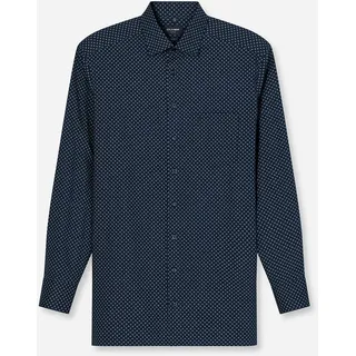 Langarmhemd OLYMP "Luxor modern fit", Herren, Gr. 40, Verlängerter Arm, blau (marine), Web, Obermaterial: 100% Baumwolle, normal, 2-Knopf-Manschette, Hemden Langarmhemd, modern fit, gemustert, Businesshemd, New Kentkragen, Extra langer Arm