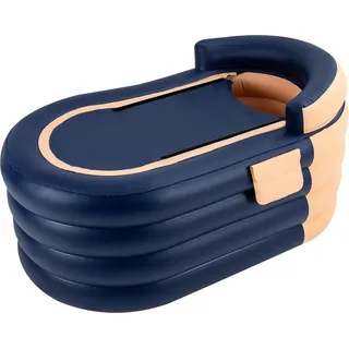 Aufblasbare Badewanne - Erwachsenengröße - Mit wiederaufladbarer Pumpe - Mit Abdeckung - Tragbar für Zuhause & Outdoor - Warmbad & Entspannung - Blau