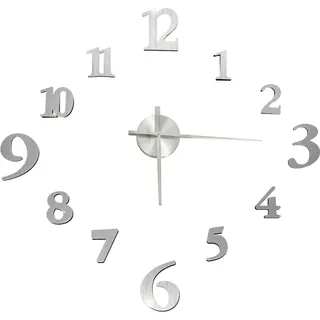 vidaXL 3D-Wanduhr Modernes Design Silbern 100 cm XXL - Silber