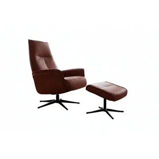 KAWOLA Relaxsessel Josiane Leder 78 x 107 x 87 cm Braun mit Hocker