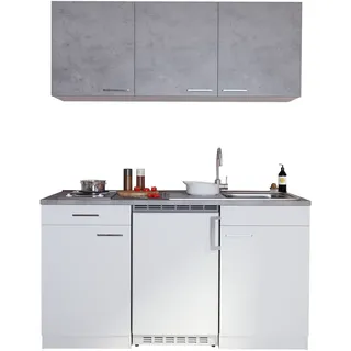Respekta Küchenzeile 150 cm Weiß-Beton Optik