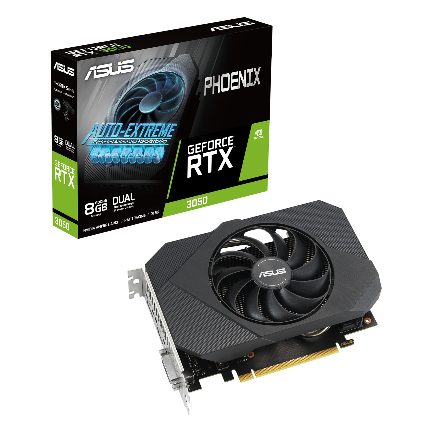 Bild von Phoenix GeForce RTX 3050 V2, PH-RTX3050-8G-V2, 8GB GDDR6, DVI, HDMI, DP (90YV0GH8-M0NA00)