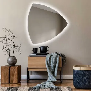 Unregelmäßiger asymmetrischer Spiegel mit LED Beleuchtung 94x94 cm - mit LED Beleuchtung - LED Farbe Kaltweiß 7000K - Individuell Nach Maß - Beleuchtet Wandspiegel Lichtspiegel Badezimmerspiegel TRR221 - Transparent