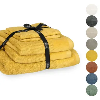 Schöner Wohnen Handtuch SET Sense , Gelb , Textil , 50x100 cm , Oeko-Tex® Standard 100 , Heimtextilien, Badtextilien, Handtuchsets