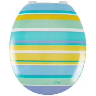 Spirella W.C. Streifen (Deckel gelb/blau gestreift) 1200609, weiß, Estandar