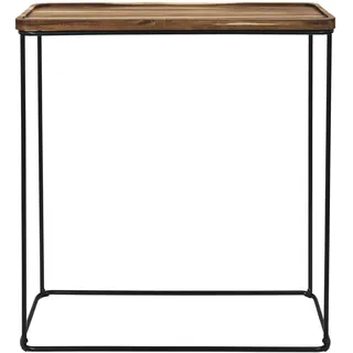 HOME DECO FACTORY, HD0402, Akazienkonsole, zeitgenössische Möbel, Softness-Kollektion, Möbel, Tisch und Schreibtisch, Konsole und Nackenrolle, 80 x 82 x 30 cm, Schwarzbraun