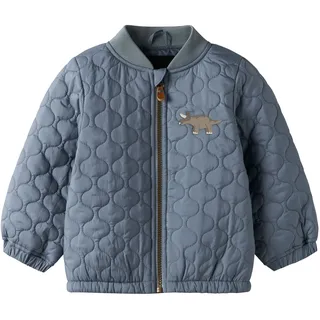 Steppjacke NAME IT "NMMMARLON JACKET", Mädchen, Gr. 122, flint stone, Steppware, Obermaterial: 100% Polyester, bestickt, normal, V-Ausschnitt, elastischer Bund, Jacken Steppjacke