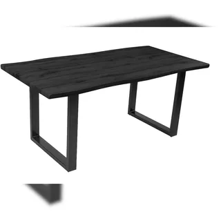 möbelliebling Esstisch Baumkante Holz-Optik Grau 160 x 85 U-Gestell schwarz JOSY