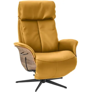 Welnova Relaxsessel , Gelb , Leder , Echtleder , Color-Finish-Leder , Nussbaum , 78x104-113x84 cm , Fußauswahl, Lederauswahl, Stoffauswahl, Liegefunktion , Wohnzimmer, Sessel, Ledersessel