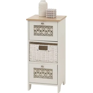 Kommode HWC-O75, Schubladenschrank, 3 Schubfächer Korbschubladen Holz Melamin 63x30x30cm natur-weiß - Weiß