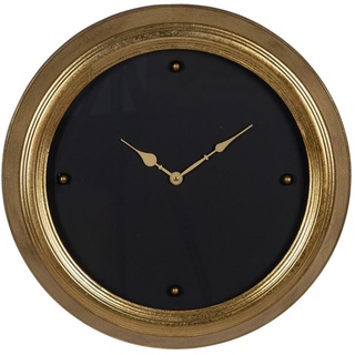 BigBuy Home Wanduhr Schwarz Gold PVC Glas Eisen Holz MDF 46 x 6 x 46 cm