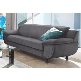 TRENDMANUFAKTUR Big-Sofa Kunstleder 3-Sitzer Grau