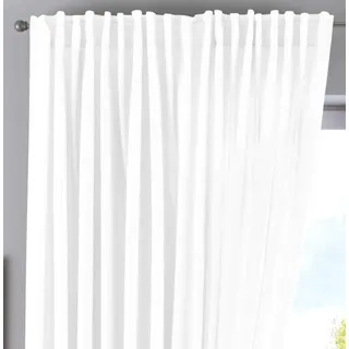 Gardinenbox Vorhang Verdeckte Schlaufen Cationic »JENA« HxB 250x300 cm Weiß Blickdicht Leinen Optik Gardine Meliert Gardinenband mit Raffhalter, 2019037