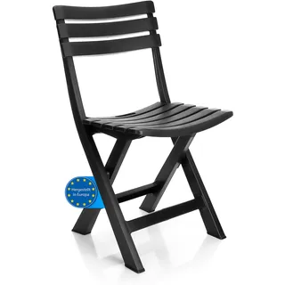 BigDean Gartenstuhl klappbar aus wetterfestem & robustem Kunststoff in Anthrazit – Klappstuhl ideal für Garten und Balkon – Balkonstuhl  Italy - Grau