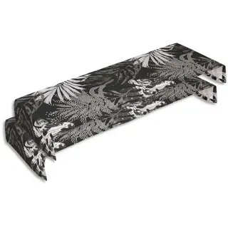 Tischläufer 2er-Set , Grau, Schwarz, Weiß , Textil , Blätter , rechteckig , 40x140 cm , Oeko-Tex® Standard 100 , Heimtextilien, Wohntextilien, Tischwäsche, Tischläufer